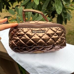 MZ Wallace Quilted Copper Metallic Cosmetic Bag